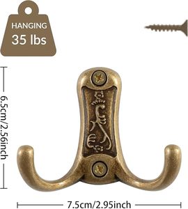 Heavy-Duty Double Prong Coat <b>Rack</b> Wood Scarf Hooks <b>Rails</b> Home Organisation Wall Mounted Living Room Bathroom Kitchen Door Use - Product Image 2