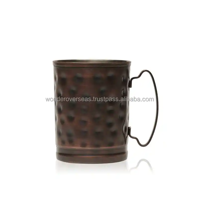 500ml Vintage Pattern Copper Cups Hammered Moscow Mule Mug With Handle Golden Copper Drink Mule Mug BY WONDER OVERSEAS