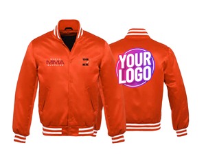 Moda de invierno esencial Unisex para Varsity Bomber Jacket Mangas completas Cierre de cremallera Soporte Rib-Knit Hem Material de lona - Product Image 1