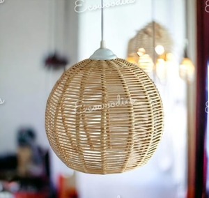 Lámpara colgante de bola tejida de ratán de caña de bambú de calidad superior, lámpara colgante de globo para comedor y sala de estar - Product Image 2