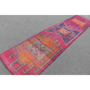 Alfombra turca de 2.8x11.6 pies, alfombra vintage, alfombra de lana con lunares rojos y naranjas - Product Image 2