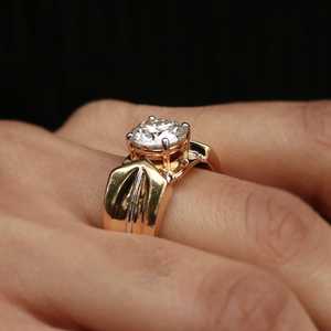 แหวนเพชรเม็ดเดี่ยวสำหรับผู้ชายขนาด7มม. สำหรับผู้ชายแหวนทอง14K สำหรับเขาดีไซน์โดดเด่น - Product Image 3