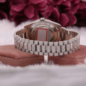 New Arrival Luxurious Stainless Steel Watch <b>Vintage</b> <b>Stick</b> Dial Black Dial Fully Iced Moissanite Hip Hop Classic Date 20mm - Product Image 3