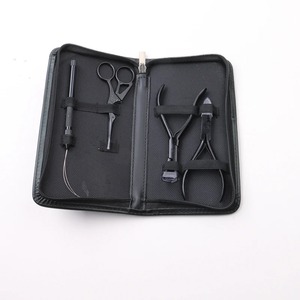 Juego de Pinzas para Extensiones de Cabello, Pinzas para Aplicación de Micro Anillos, Pinzas para Cerrar y Abrir Microperlas, Herramienta para Hacer Lazos de Cabello, Tijeras de Costura - Product Image 1