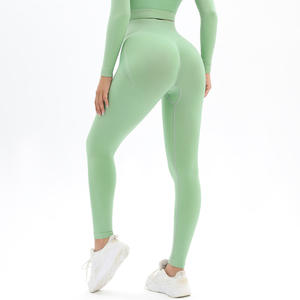 Conjunto de Leggings Deportivos de Yoga sin Costuras para Mujer, Largo Completo, Transpirable, Antibacteriano, de Secado Rápido, Poliéster/Nailon, Cintura Alta - Product Image 5