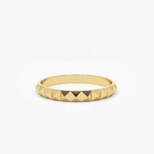 Trendy 14k <b>Gold</b> Eternity <b>Ring</b> Stacking Pyramid Minimalist New Design Handmade Thick Everyday Band Classic Jewelry for <b>Couple</b> - Product Image 3