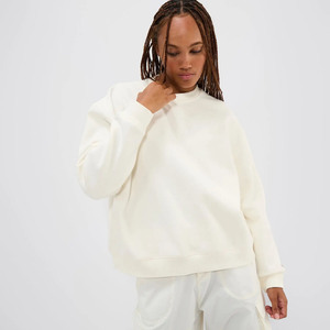 New Design <b>Ivory</b> Ribbed Neckline Women's Areski Sweatshirt Ribbed Cuffs And Hem Women's Hoodies And Workout Hoodies For Women - Product Image 1