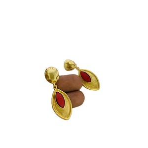 SOKU Women's Gold Plated Stylish Gemstone Statement <b>Drop</b> Dangle Designer Handmade <b>Earrings</b> for Anniversary - Product Image 3