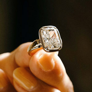 4.27 Carat Crushed <b>Ice</b> Radiant Cut Moissanite <b>Ring</b> Elongated Bezel Set Engagement <b>Ring</b> Sleek Moissanite Bridal Jewelry for Her - Product Image 1