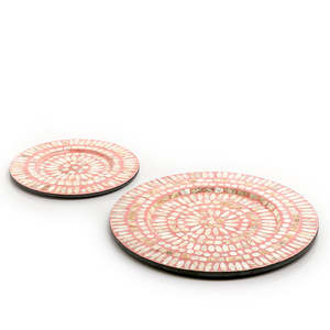 Lot de 2 assiettes de cuisine et salle à manger en bois incrusté de nacres pour dîner, fête, mariage, disponible au prix de gros - Product Image 3