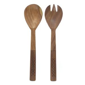 Juego de servidor de ensalada de boda de madera de plata brillante elegante y superventas al por mayor de 2 para hoteles y restaurantes en casa - Product Image 1