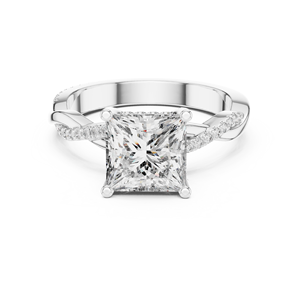 Custom 14K White Gold Rhodium Plated Engagement Anniversary <b>Ring</b> Princess Cut Lab Diamond VS1 Clarity Prong Setting Professional - Product Image 1