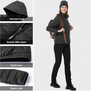 Chaqueta de plumón ultraligera de buena calidad, chaqueta acolchada con capucha para mujer, chaqueta acolchada ligera al por mayor - Product Image 6