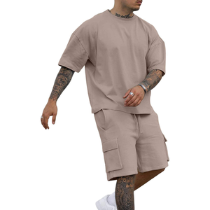 Conjunto de camiseta para hombre de 2 piezas, chándal de gimnasio y pantalones cortos, transpirable, novedad de verano, personalizado al por mayor - Product Image 6