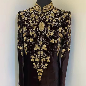 STUNNING & BEAUTIFUL EMBROIDERY on GROOM SHERWANI & <b>PANT</b> & MATCHING SHOE WITH EMBELLISHED CRYSTAL GLASS BEADS,DABKA WORK =2024 - Product Image 1