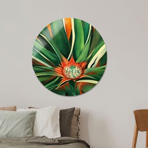 Tableau imprimé sur toile : Décoration florale style Georgia O'Keeffe, verre circulaire - Product Image 1