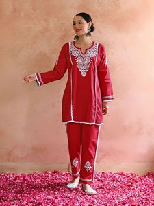 Lakhnavi Coord Sets <b>Women</b> Pants Top Casual Wear Premium Quality Solid <b>Kurta</b> Pant Best Market Price Latest Design Wholesale Price - Product Image 3