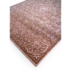 Aurora Hand Knotted <b>Wool</b> Bamboo Silk Rug Beige <b>Brown</b> Floral Abstract for Home Hallway Rectangle AKWB-1323 10mm for Teens - Product Image 2