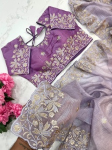 Amazing Crush Avec Fil Broderie Saree Femme Mode Achats En Ligne Fabricant Et Fournisseur De Surat Au Taux Le Plus Bas - Product Image 5