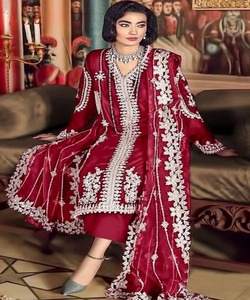Femmes musulmanes Pakistan Salwar Suit Kameez 3 Piece Elegant Linen Modest Dress Dubai Abaya Classic Jibab Winter Abaya - Product Image 2