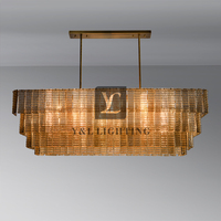Lustre rectangulaire en cristal transparent SIRENE, luxe haut de gamme américain, très vendu, pour hôtels, salons, restaurants