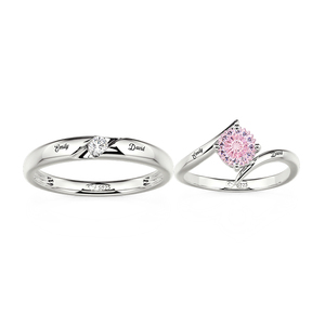 Jeulia Parallel Meet Custom Engravable Bypass <b>Couple</b> <b>Ring</b> Set-Fine Jewelry - Product Image 3