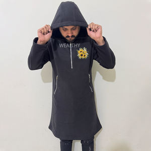 Sweat à capuche brodé personnalisé sans cordon, doublé, coupe courte, 100 % coton mélangé, épais, style français, super ample, pour l'hiver - Product Image 4