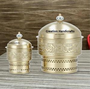 Chauffe-plats de conception arabe, nouveau modèle, en acier inoxydable et aluminium avec finition dorée - Product Image 1