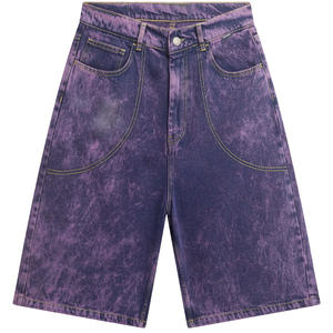 Pantalones Cortos Deportivos Personalizados de Felpa Francesa para Hombre, 100% Algodón Grueso, Estilo Urbano Vintage, Lavado Ácido Decolorado al Sol, Estilo Urbano - Product Image 1