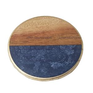 Posavasos de forma personalizada cuadrado redondo de resina y Acacia ecológico sublimación estándar de diseño europeo - Product Image 1