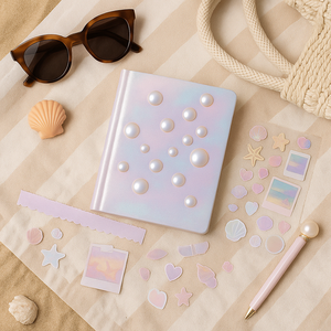 Labon ngọc trai máy tính xách tay quà tặng thiết lập với Holographic Bìa vỏ hộp Tạp Chí bút Cai Trị và đại dương theo chủ đề phụ kiện - Product Image 6