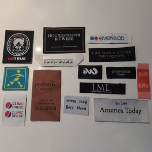 Etiquetas tejidas de alta densidad de Damasco personalizadas, etiquetas de manga de ropa de algodón impresas de calidad, diseño Popular para prendas - Product Image 6