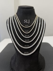 Collar de tenis con diamantes de corte redondo personalizables de 7.00 Ct DEF VVS, diamantes cultivados en laboratorio en oro macizo de 14K para fiesta de compromiso - Product Image 2