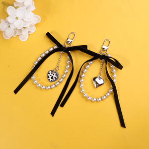 Mới Đến Tình Yêu Ngọc Trai Bow Keychain Túi Quyến Rũ Mặt Dây Chuyền Vòng Chìa Khóa Xe Điện Thoại Keychain Ví Quyến Rũ Phụ Kiện Móc Chìa Khóa Bán Buôn - Product Image 1