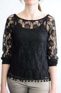 Classic Black <b>Lace</b> Sleeveless Mesh <b>Top</b> Fancy Summer Mesh <b>Top</b> Black Mesh Embroidered <b>Top</b> for Ladies - Product Image 4