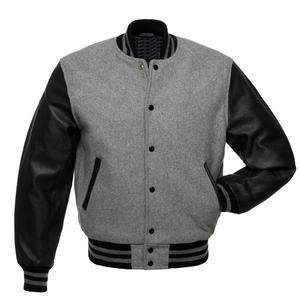 Chaqueta extragrande de estilo callejero personalizada para hombre con diseño universitario bordado estampado con cuello levantado - Product Image 1