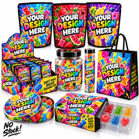 Sacs en aluminium refermables personnalisés avec fenêtre et boîte de présentation pour bonbons de qualité alimentaire, impression numérique, sans bonbons inclus