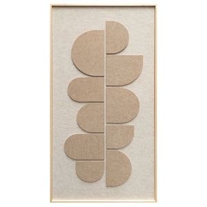 Recién llegado, caja de sombra geométrica Beige y marrón, curvas simétricas arte con piezas de madera, colgante de pared moderno - Product Image 1