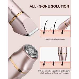 Rasoir électrique rechargeable pour femme, tondeuse pour la zone du bikini et les aisselles, étanche, épilateur facial avec lame en acier inoxydable - Product Image 2