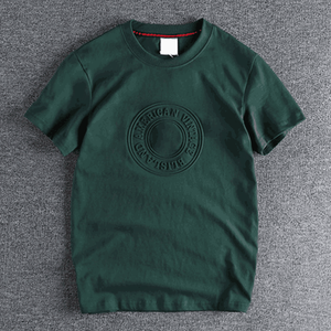 Vente en gros T-shirt 3D gaufré T-shirt lourd pour hommes Pull-over T-shirt personnalisé en relief de couleur noire unie thermique pour hommes - Product Image 1