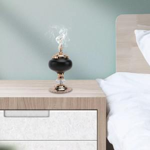 Quemador de Incienso Negro de Diseño Premium con Tapa Dorada y Detalles de Cristal para Decoración de Habitaciones de Huéspedes, Uso en Hoteles y Regalos, de la India - Product Image 2