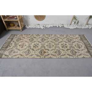 Tapis Patchwork Classique Vintage en Laine Polyester Coton 3X7.4 pieds Beige Gris avec Motif Oriental pour Salon ou Chambre - Product Image 3