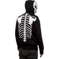 Dernier design – Sweat à capuche streetwear oversize pour homme, coupe-vent, entièrement zippé, motif squelette phosphorescent, en tissu mélangé de coton
