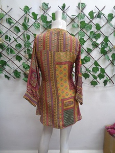 Femmes indien ethnique numérique imprimé Viscose crêpe Kurti haut grandes tailles mode pakistanaise naturel respirant tissu filles Saree - Product Image 3