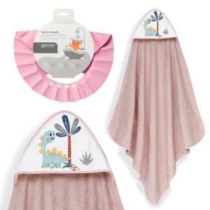 Rose foncé 1X1 MT. Ensemble serviette de bain et bonnet Mod Dinosaurio Palma pour les articles de bain de bébé - Product Image 1