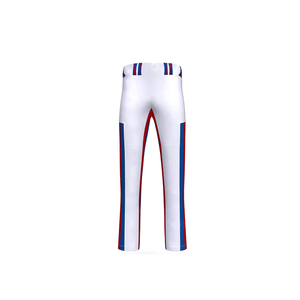 Pantalon de baseball unisexe blanc à rayures bleu-gris sublimées, respirant, anti-humidité, taille élastique, polyester, coupe classique, pour adultes - Product Image 3