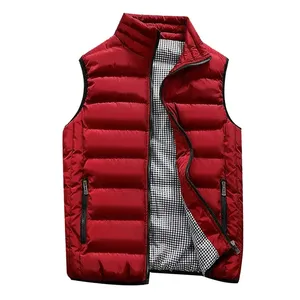 Hombres color rojo Secado rápido Tallas grandes Otoño Invierno Casual Stand Collar Color puro Chaleco Chaqueta - Product Image 4