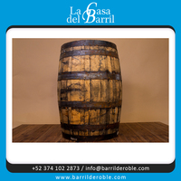 Baril à vin et à bière en bois fait main de 200 L avec finition laquée marron et bordure noire La Casa Del Barril