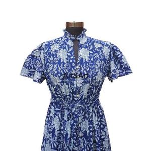 เดรสแม็กซี่พิมพ์ลายดอกไม้สไตล์โบฮีเมียนผ้าคอตตอนพิมพ์ลายดิจิตอลสไตล์เซ็กซี่สำหรับฤดูร้อน - Product Image 3