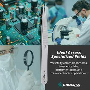 Precision Straight Fine Tip Anti-Magnetic Stainless Steel Tweezers Plastic Serrated Handle ESD-<b>Safe</b> <b>Tool</b> for Electronics Lab Use - Product Image 3